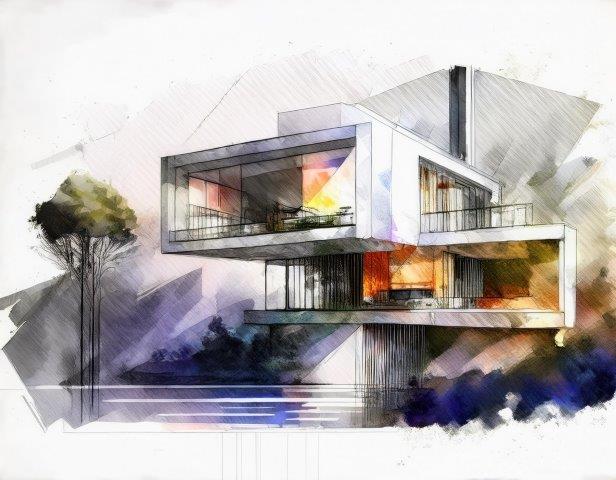 モダンな建築画２