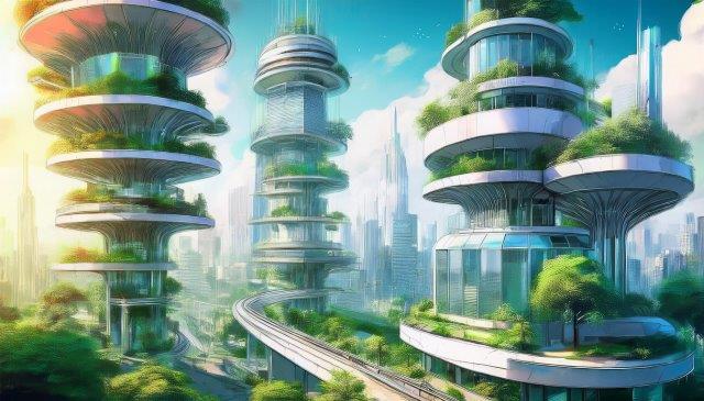 緑が豊かな未来の理想都市