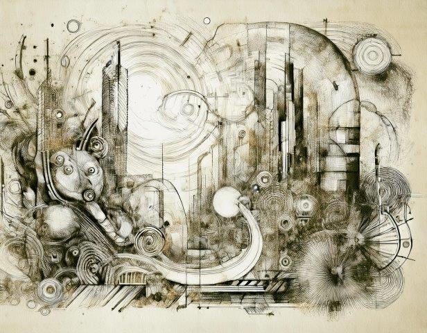 近未来の建物、コラージュ