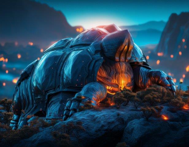 岩山のような亀、玄武、ガメラ