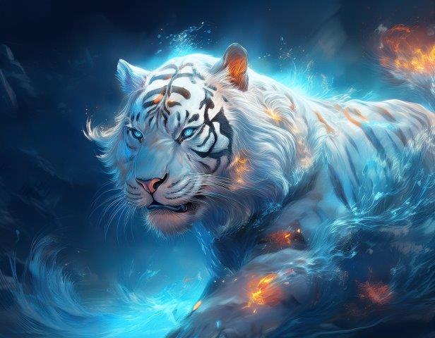 青い炎をまとった白虎