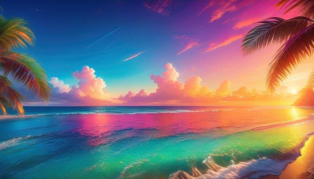 夕陽が美しい南の島のビーチ