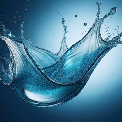 透明な水と水しぶき